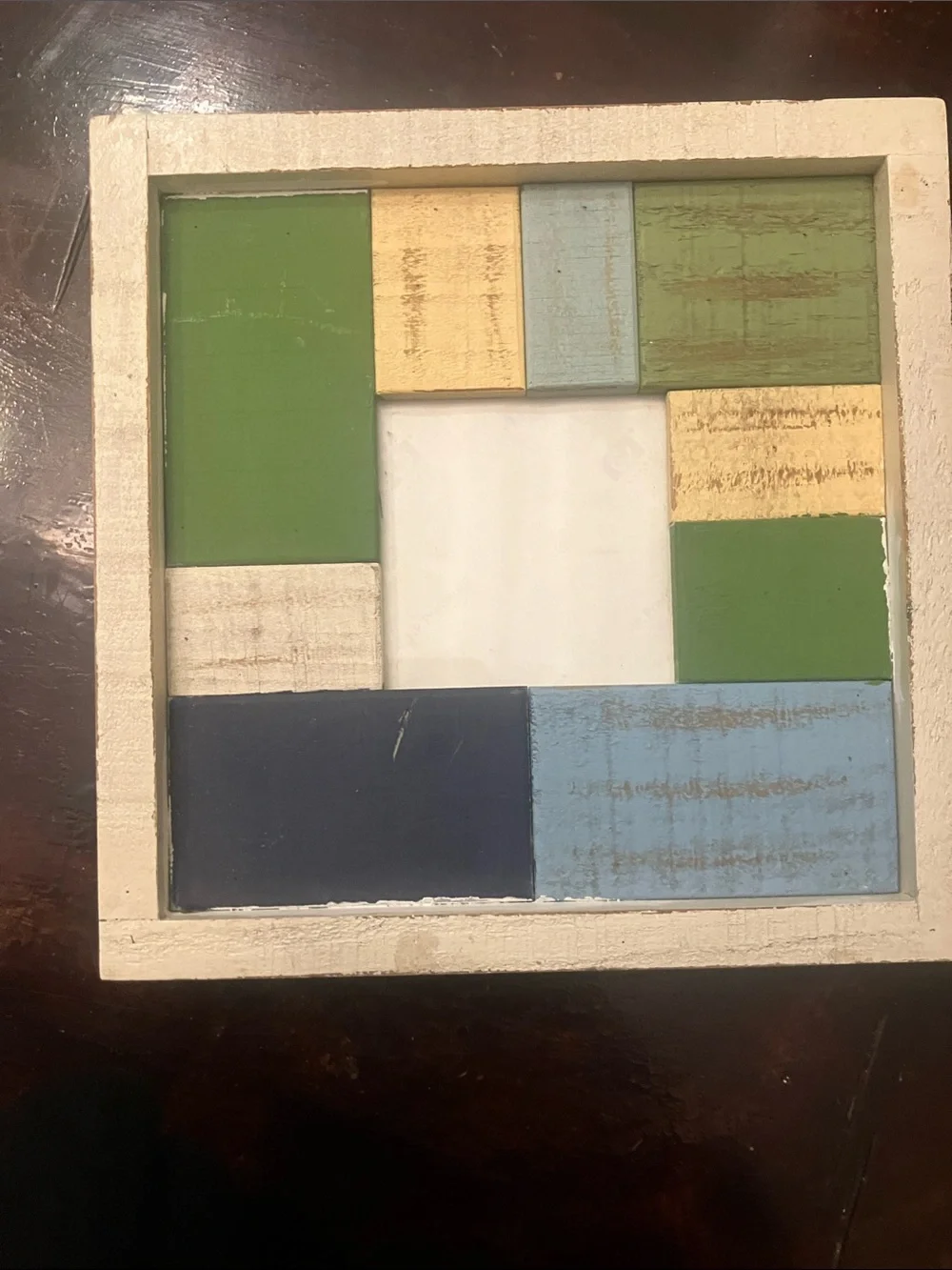 Modern Geometric Wood Wall Panel Set FRAMES in Green, Blue & Cream